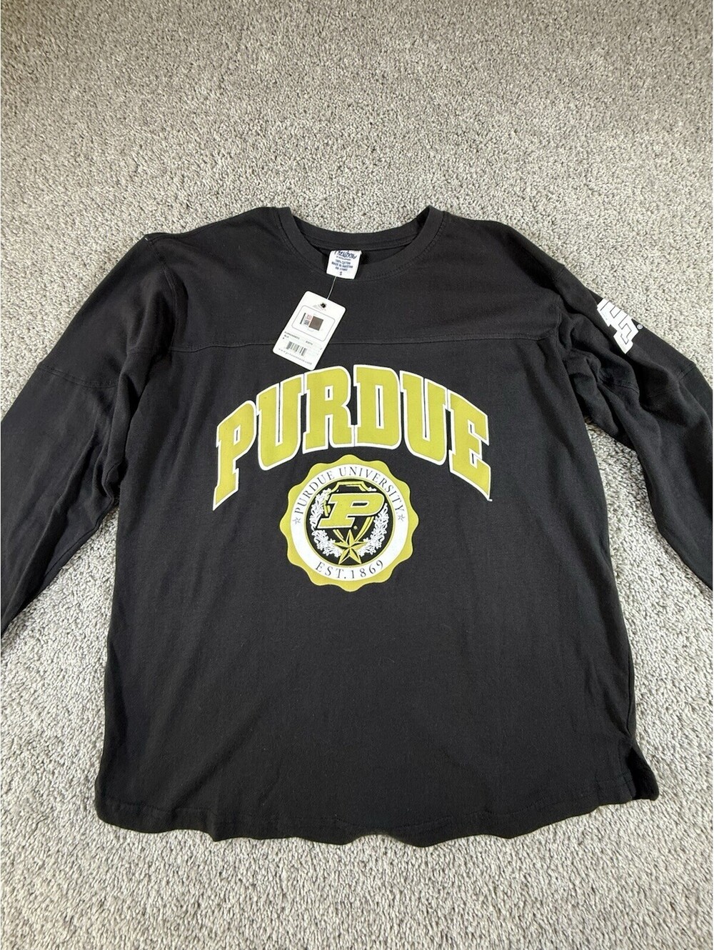 NWT Purdue University Boilers Long Sleeve TShirt Black Press Box Small